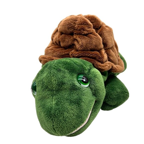 Aurora 2014 Green Turtle Hand Puppet 12" Brown Shell Sea Plush Stuffed Animal - Picture 2 of 9